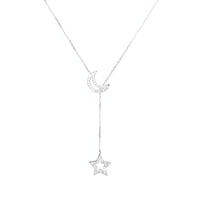 Moon Star Celestial Cosmic Beauty Silver Necklace