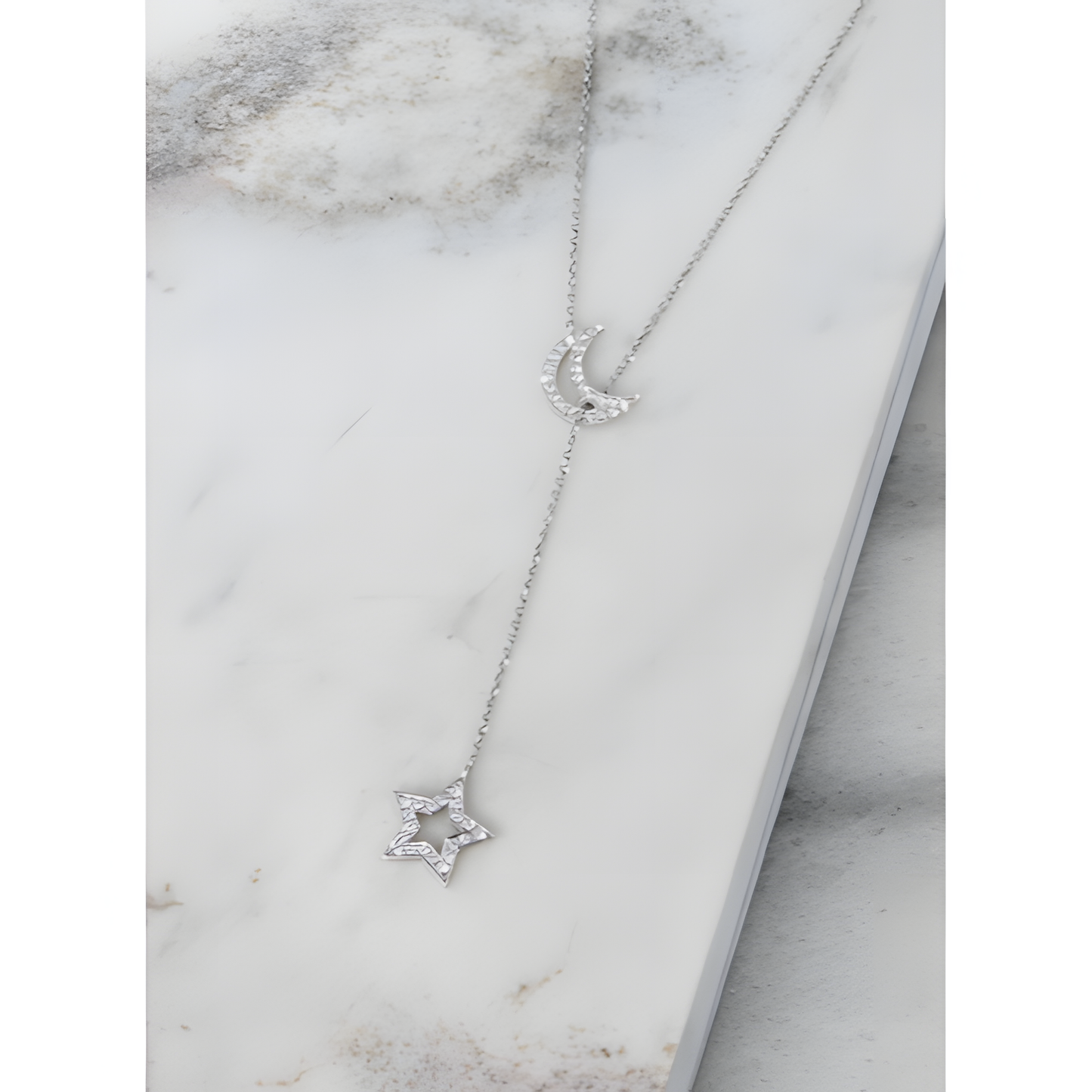 Moon Star Celestial Cosmic Beauty Silver Necklace