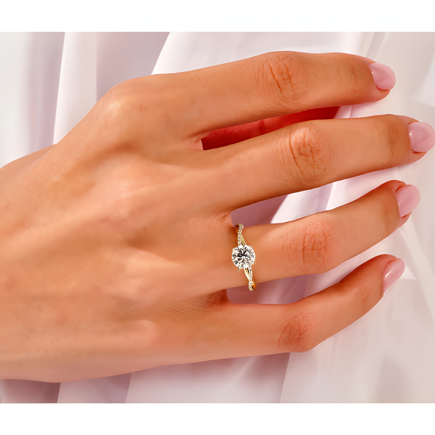 Zircon Intertwined Twist Golden Ring