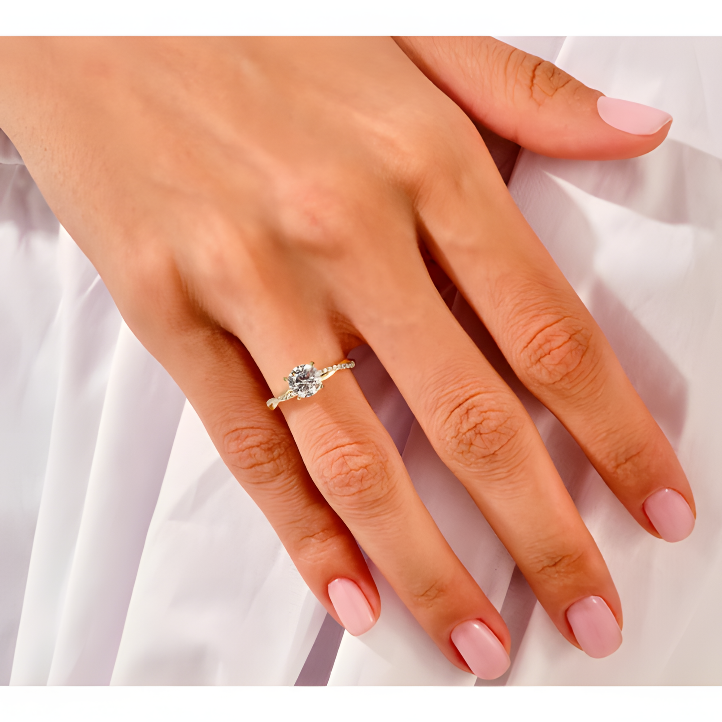 Zircon Intertwined Twist Golden Ring