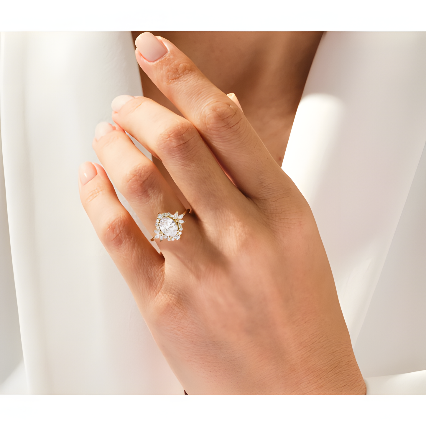 Zircon Whispering Petals Golden Ring