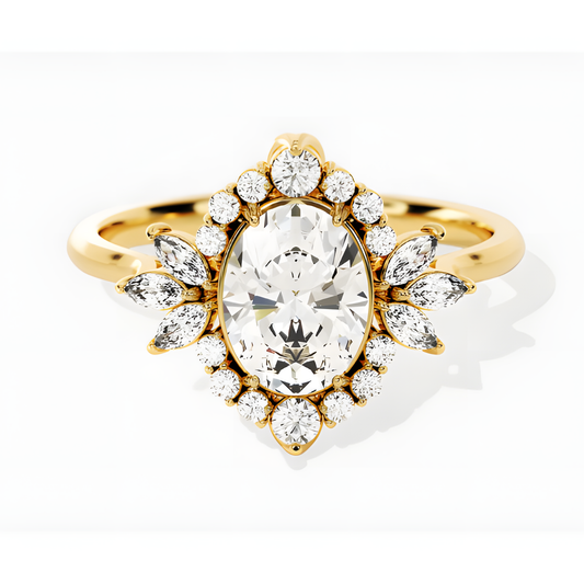 Zircon Whispering Petals Golden Ring