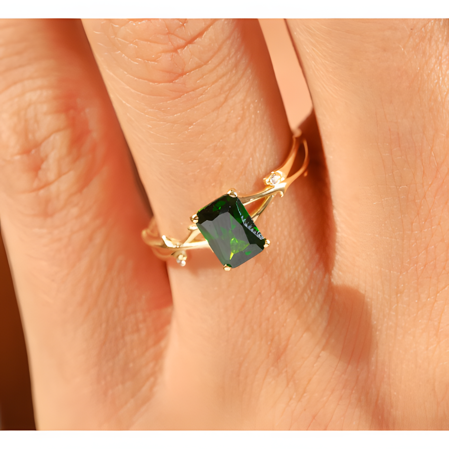 Emerald Enchanted Forest Golden Ring