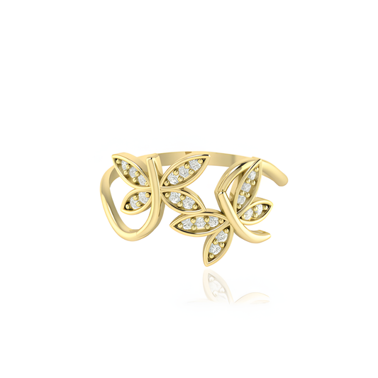 Zircon Dragonfly Wings of Change Golden Ring