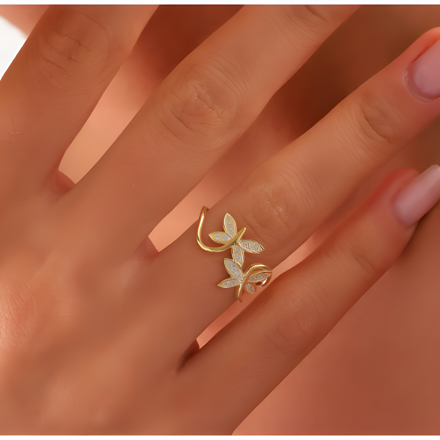 Zircon Dragonfly Wings of Change Golden Ring