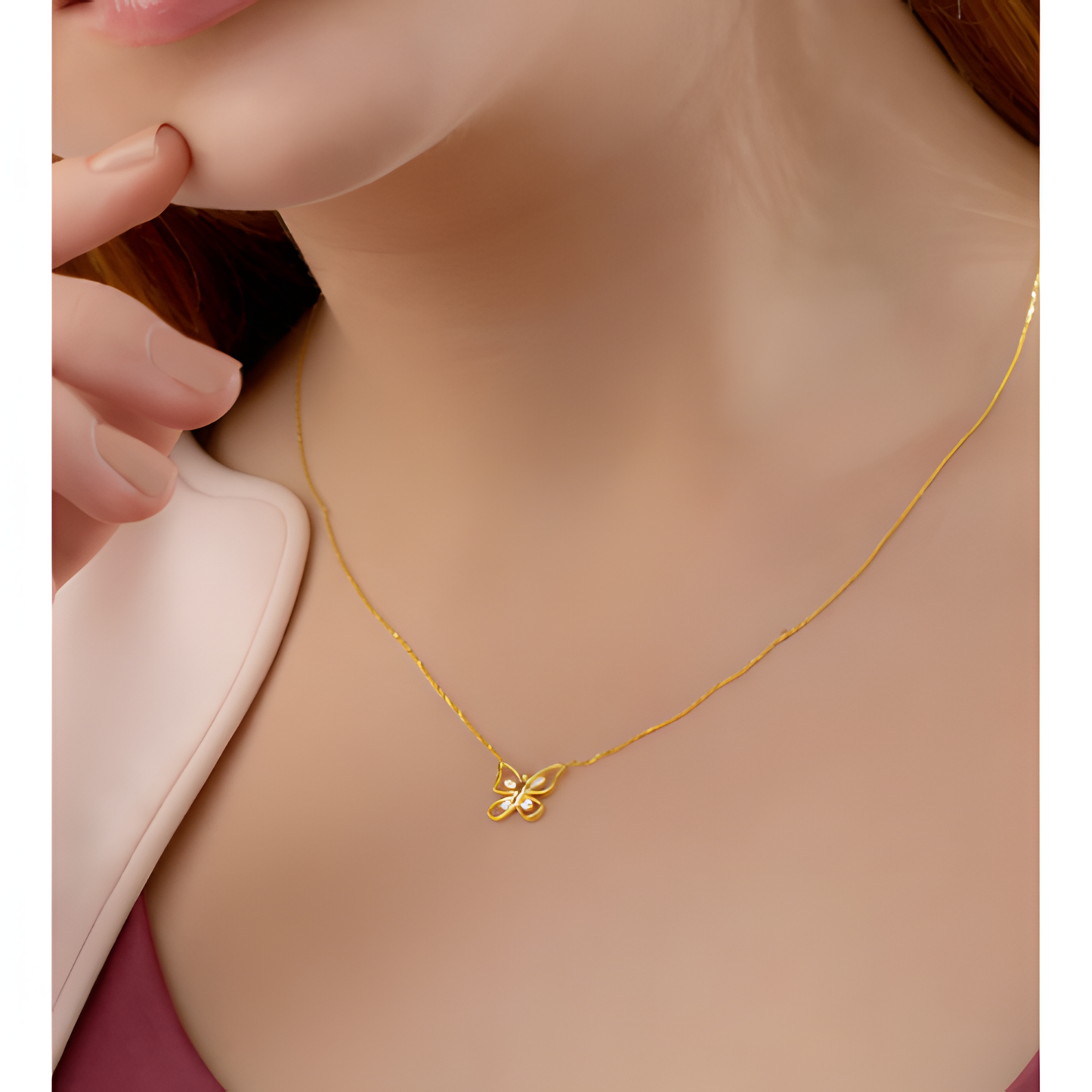 Transformation Butterfly on Wings Golden Necklace