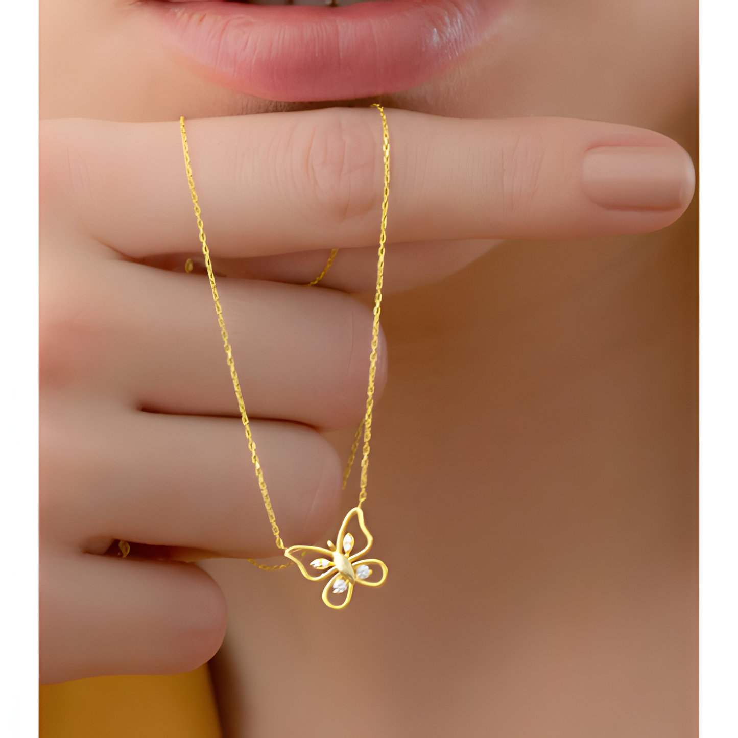 Transformation Butterfly on Wings Golden Necklace