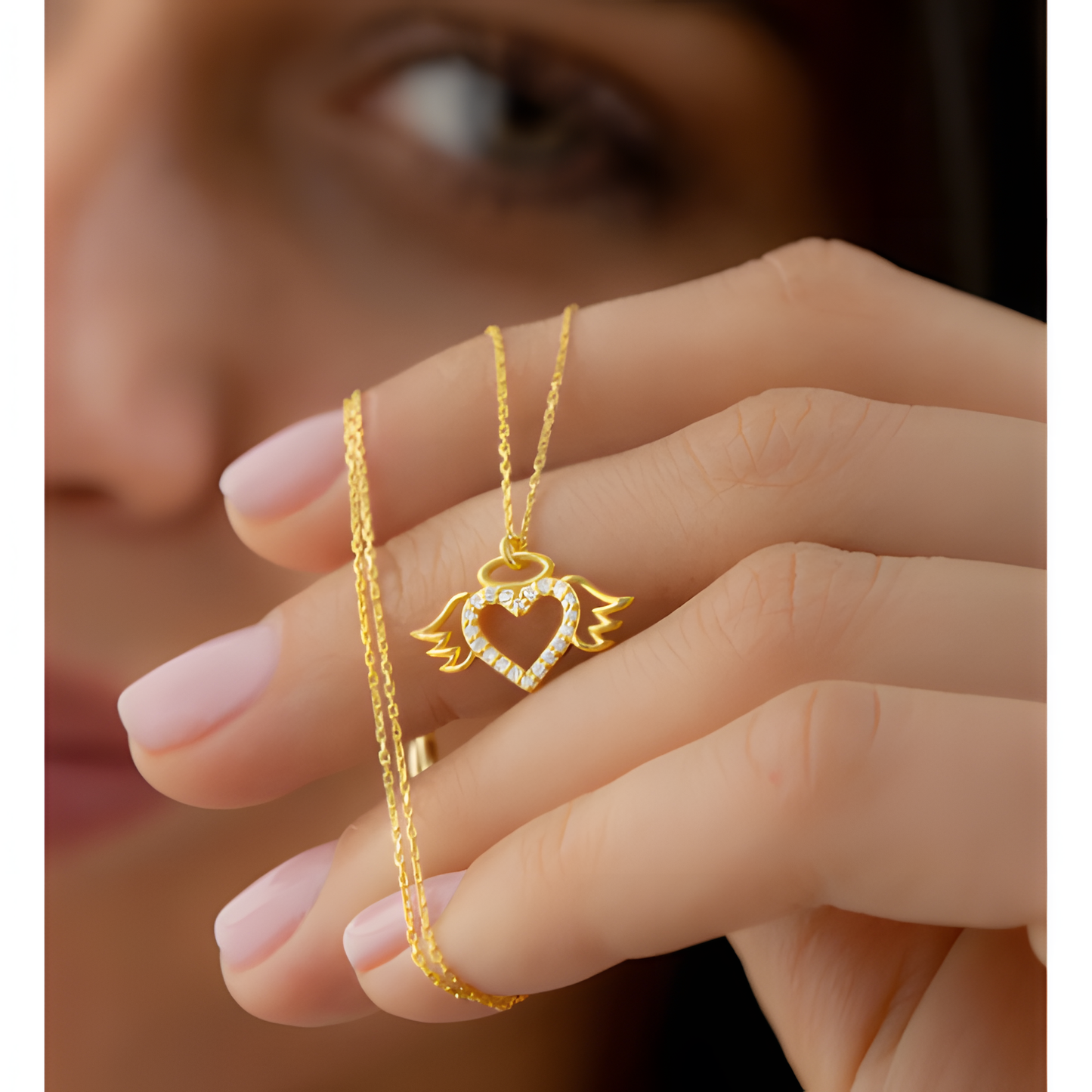 Heart on Wings Golden Necklace