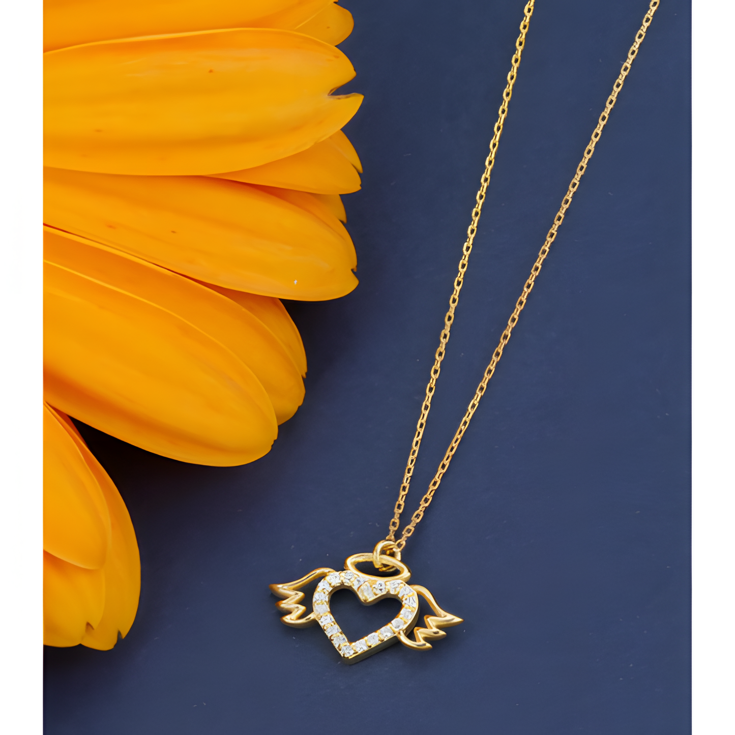 Heart on Wings Golden Necklace