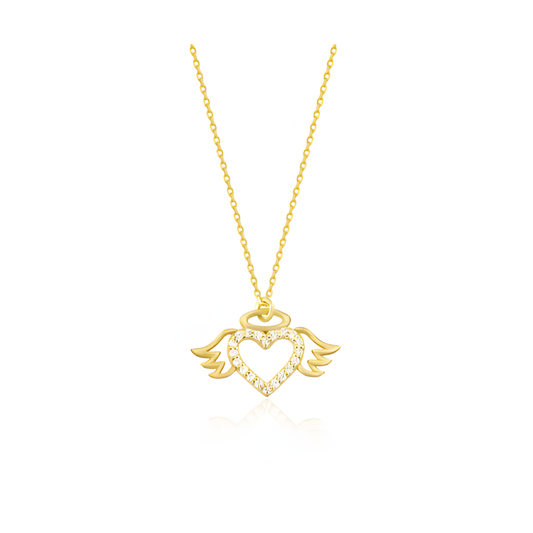 Heart on Wings Golden Necklace