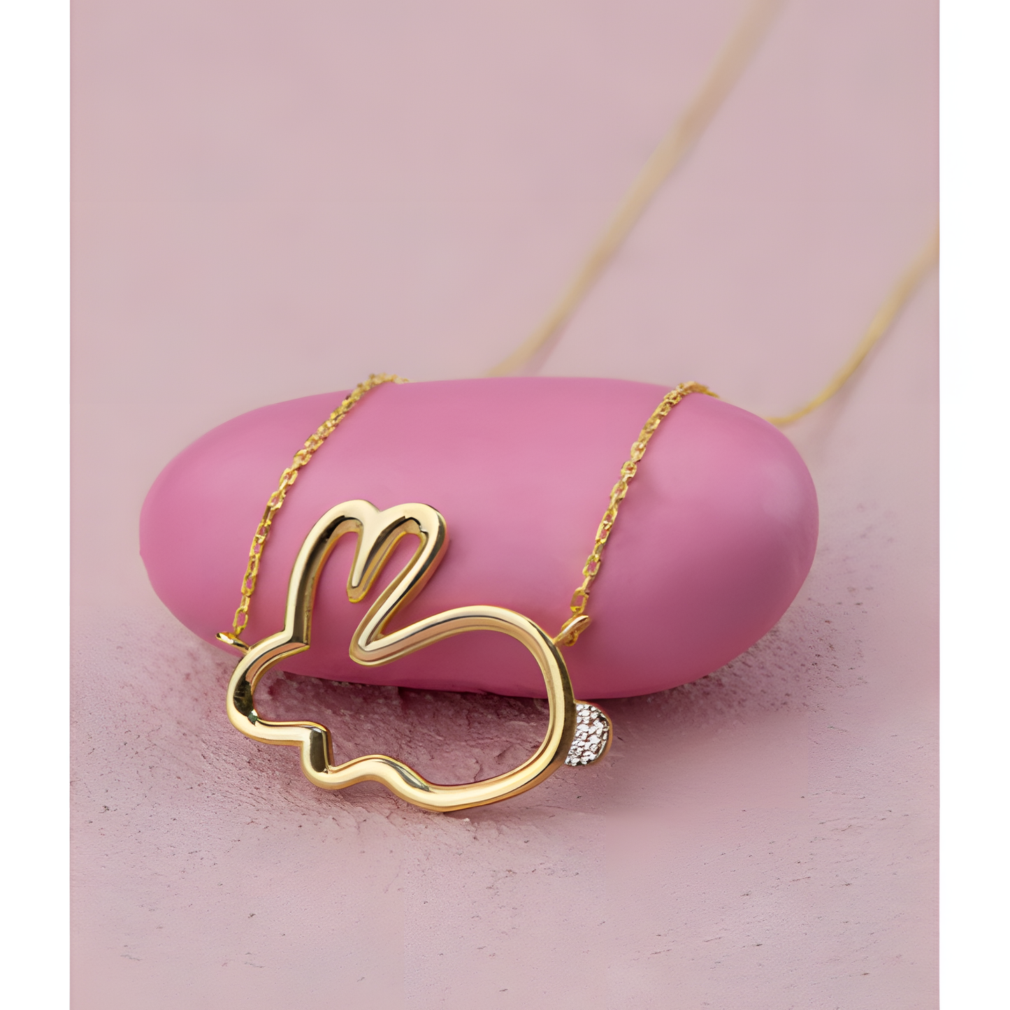 Charming Playful Rabbit Golden Necklace