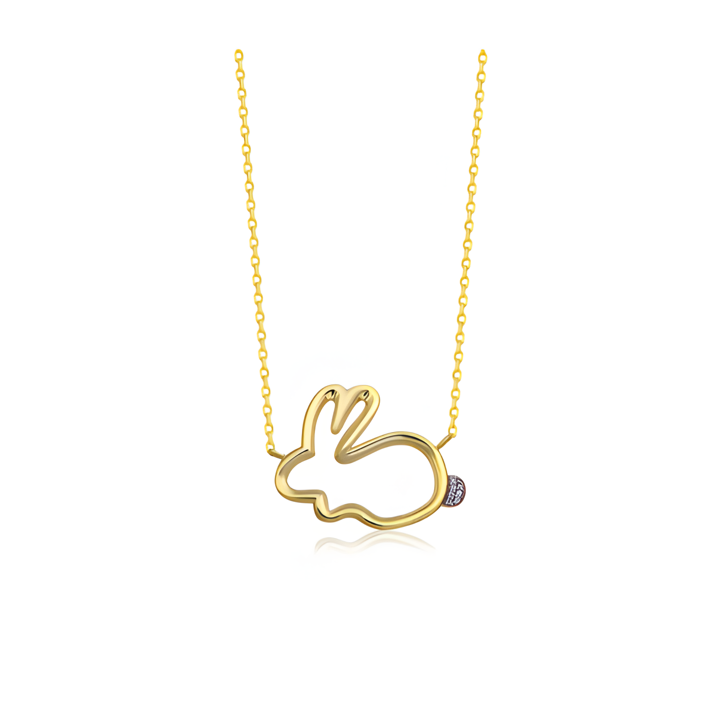 Charming Playful Rabbit Golden Necklace