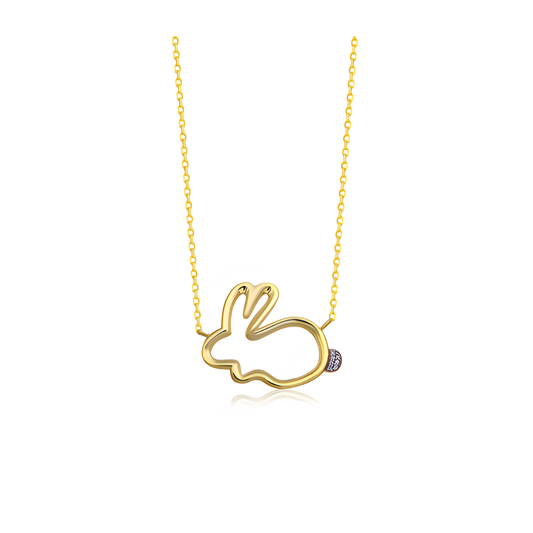 Charming Playful Rabbit Golden Necklace