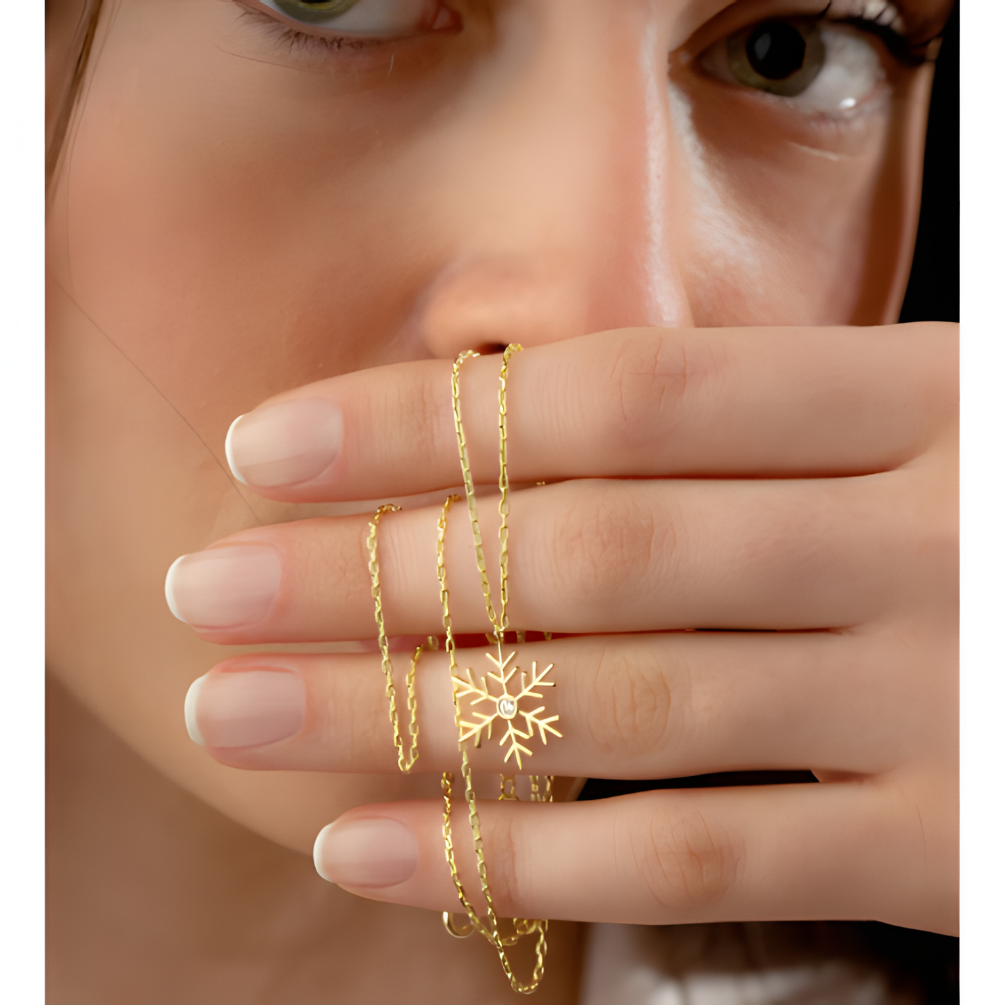 Snowflake Sparkle Golden Necklace