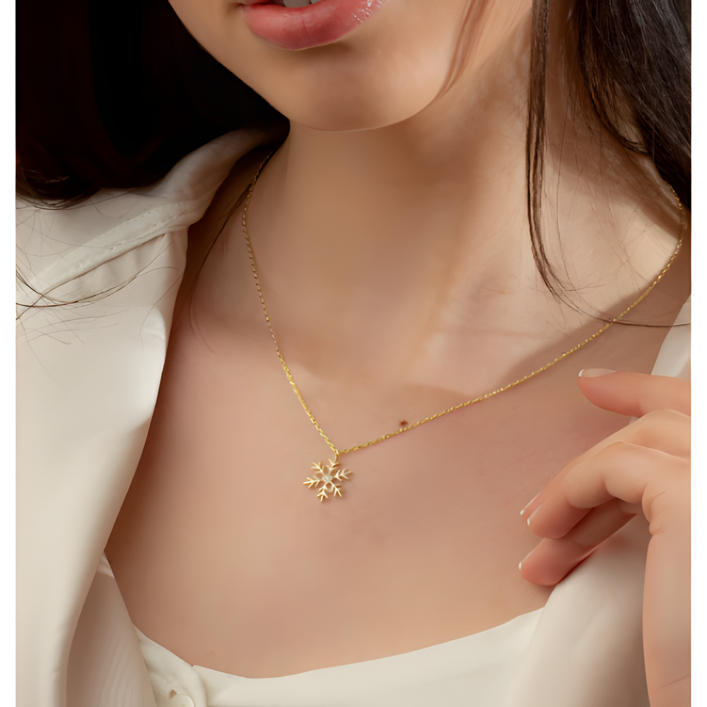 Snowflake Sparkle Golden Necklace