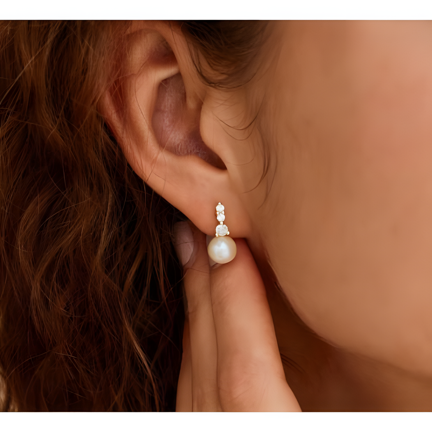 Refined Pearl  Zircon Earrings