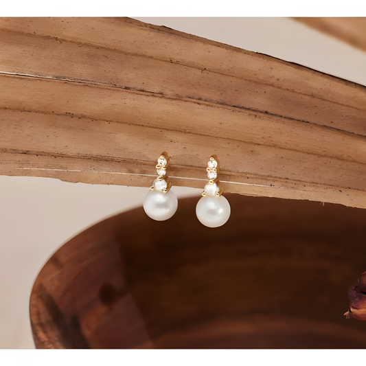 Refined Pearl  Zircon Earrings