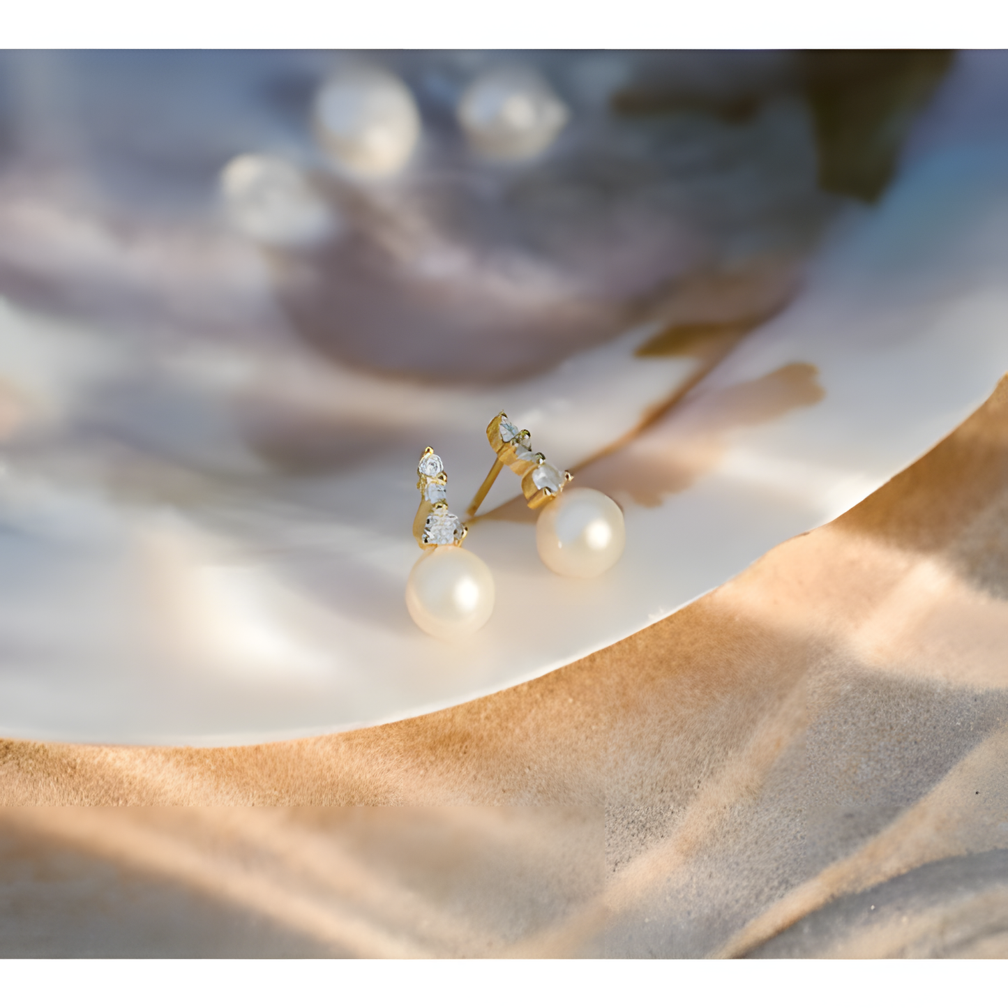 Refined Pearl  Zircon Earrings