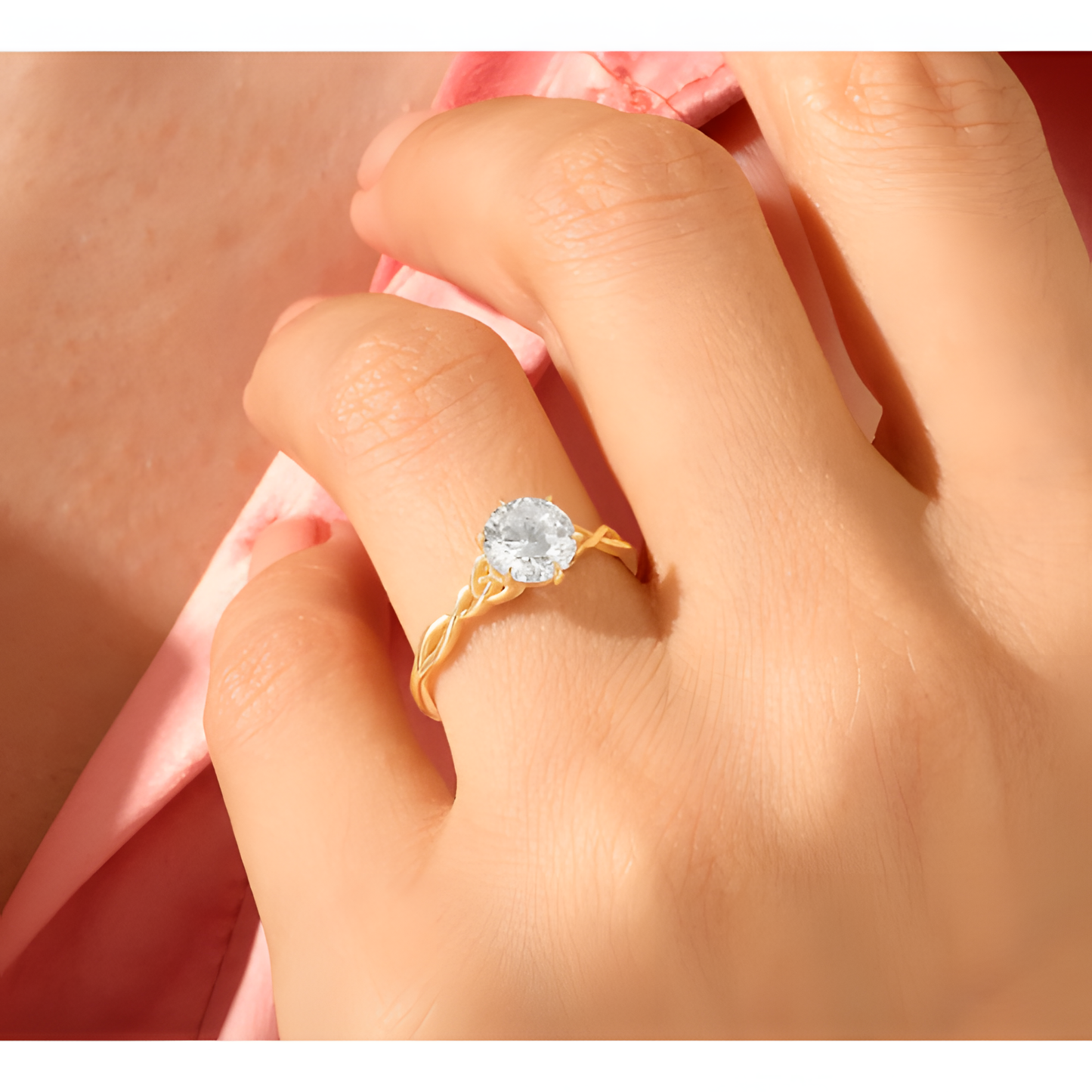 Zircon Celtic Knot Golden Ring