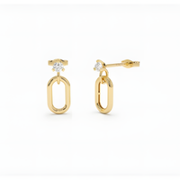 Sparkling Zircon Chain Drop Sterling Silver Gold Earrings