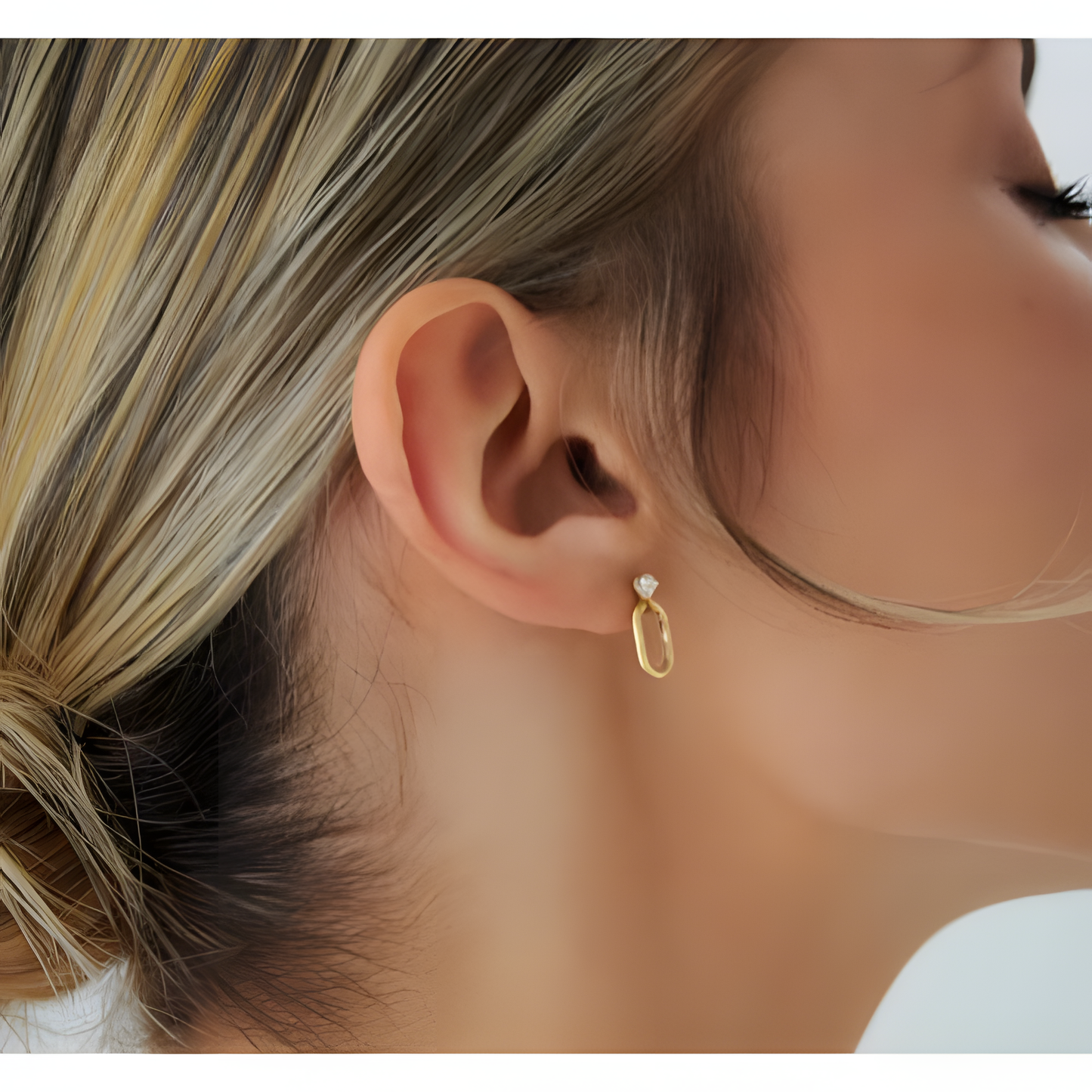 Sparkling Zircon Chain Drop Sterling Silver Gold Earrings