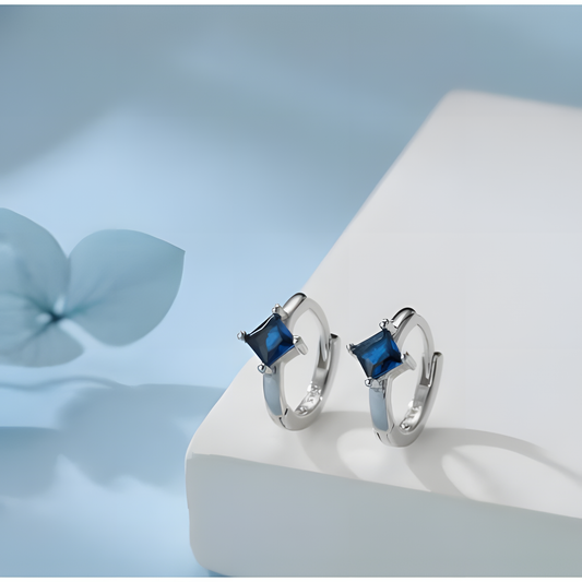 Ocean's Embrace Blue Zircon Hoops