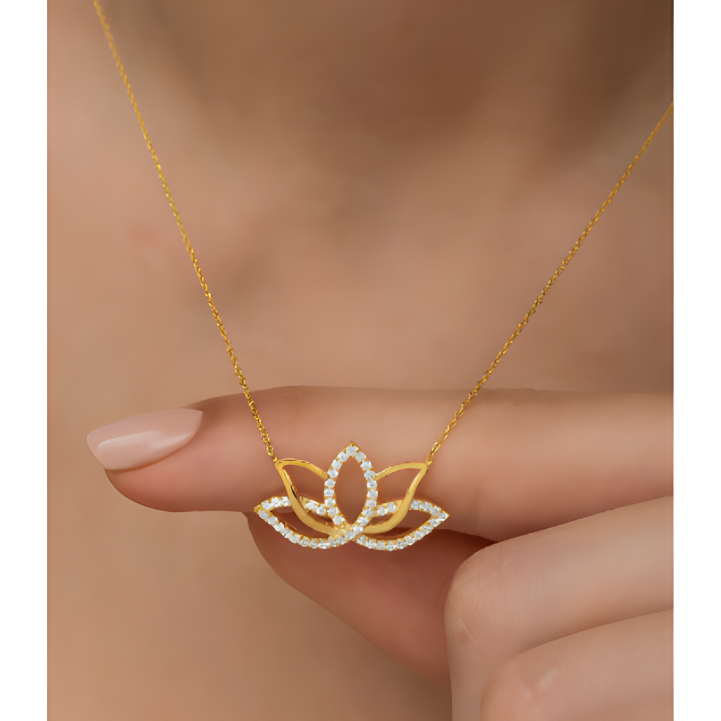 Lotus Embrace Serenity Golden Necklace