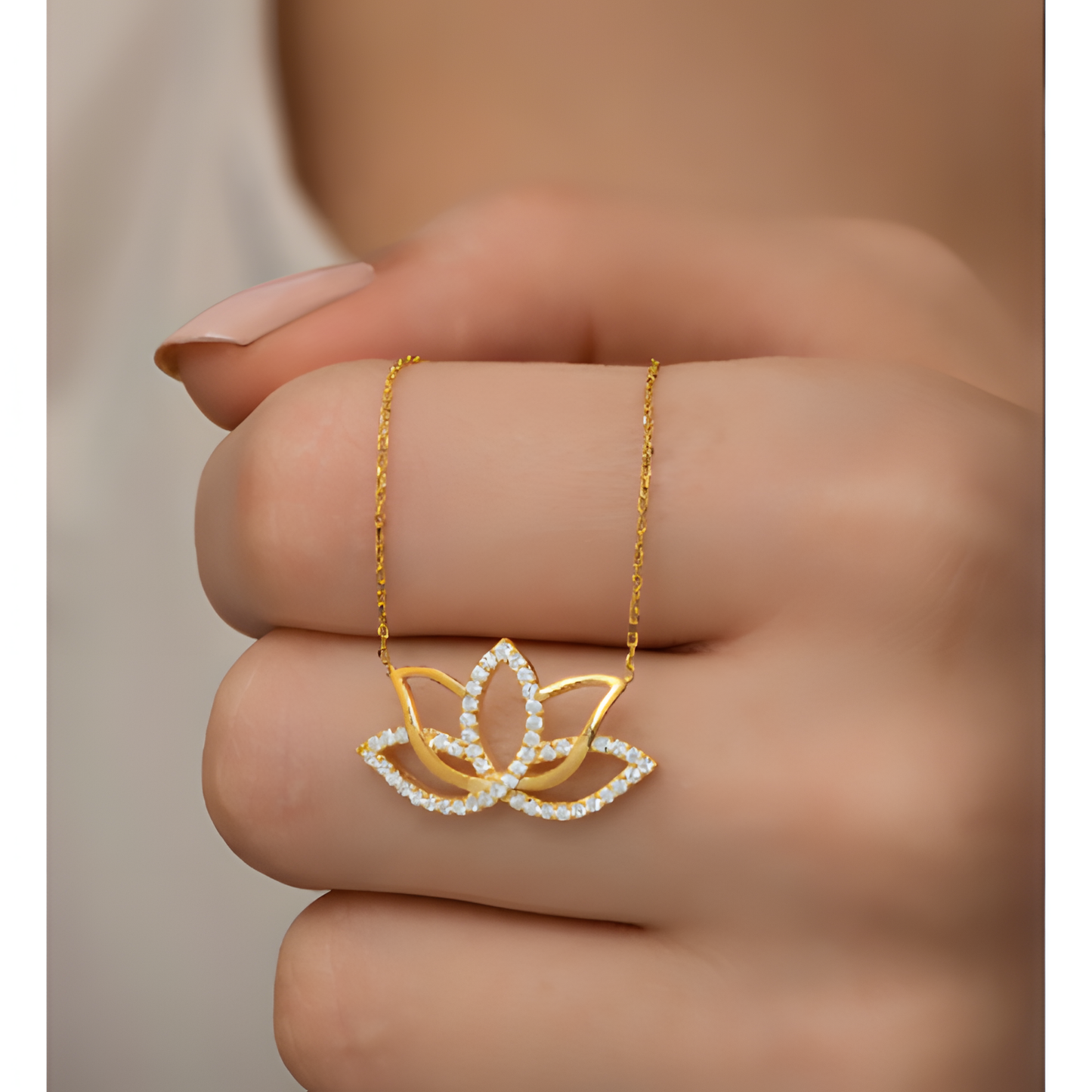 Lotus Embrace Serenity Golden Necklace