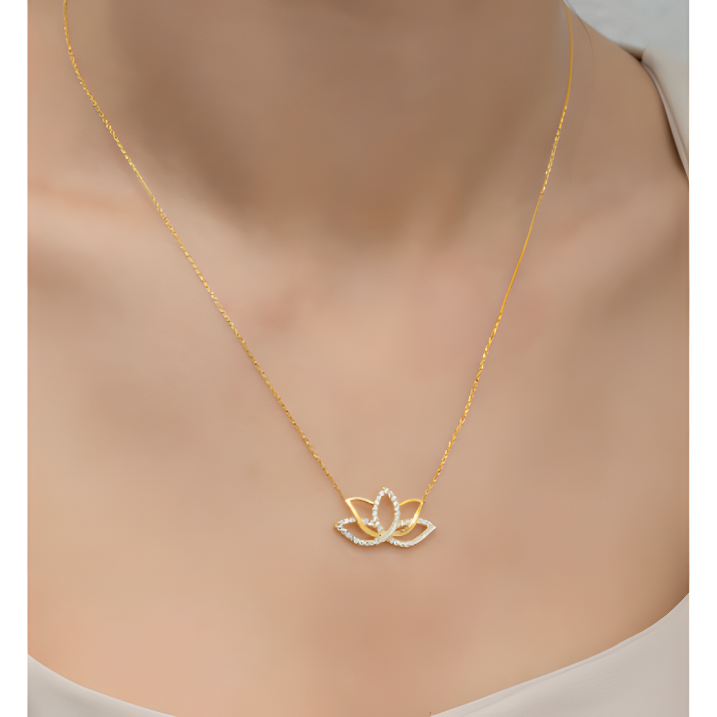 Lotus Embrace Serenity Golden Necklace